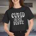 Kids Cute Valentines Day And Girls Cupid Is My Bestie Women Cropped T-shirt