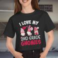 I Love My 2Nd Grade Gnomies Cute Valentines Day Teacher Women Cropped T-shirt