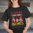 I Love My Third Grade Gnomies Valentine Heart Teacher Women Cropped T-shirt