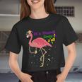 Mardi Gras Flamingo Women Cropped T-shirt