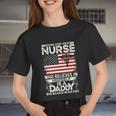 Medical Behind Every Great Nurse Who Believes In Herself Is A Dad Who Believed V2 Women Cropped T-shirt