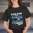 Mens Popgiftpop Of The Birthday Boy Monster Truck Birthday Women Cropped T-shirt