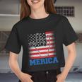 Merica Rock Sign 4Th Of July Vintage Plus Size Graphic Shirt For Men Women Famil Women Cropped T-shirt