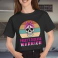 Pagets Disease Warrior Skull Women Vintage Pink Ribbon Pagets Disease Pagets Disease Awareness Women Cropped T-shirt