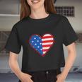 Patriotic American Flag Heart For 4Th Of July Girl Women Cropped T-shirt