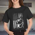 Patriotic German Shepherd American Flag Dog Lover V2 Women Cropped T-shirt