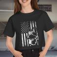 Patriotic German Shepherd American Flag Dog Lover Tshirt V4 Women Cropped T-shirt