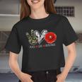 Peace Love Remember Soldier Veteran Day Red Poppy Flower Women Cropped T-shirt