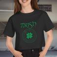 Pi Vintage Shamrock Irish Math Teacher St Patricks Day Women Cropped T-shirt