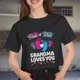 Pink Or Blue Grandma Loves You Gender Reveal Cool Women Cropped T-shirt