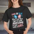 Pink Or Blue We Love You Baby Announcet Gender Reveal Women Cropped T-shirt