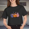 Red White Blue Basketball Lover For 4Th Of July Women Cropped T-shirt