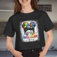 Sixth Grade Vibes Messy Hair Bun Girl Back To School First Women Cropped T-shirt