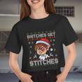 Snitches Get Stitches Elf Xmas Vintage Retro Santa Hat Women Cropped T-shirt