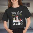 Snow Xmas This Girl Love Her Akita Reindeer Hat Women Cropped T-shirt