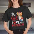 Snow And Xmas This Girl Love Her Papillon Noel Costume Women Cropped T-shirt