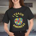 I Teach Kindness Autism Awareness Month Teacher Women Cropped T-shirt