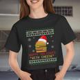 Ugly Christmas Sweater Burger Happy Holidays With Cheese V13 Women Cropped T-shirt