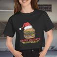 Ugly Christmas Sweater Burger Happy Holidays With Cheese V2 Women Cropped T-shirt