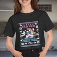 Unicorn Pew Pew Madafakas Ugly Christmas Sweater Women Cropped T-shirt