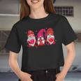 Valentine Gnomes Red Gnomes Holding Valentines Hearts Classic Women Women Cropped T-shirt