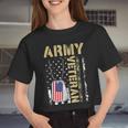 Veteran Vets Vintage Army Shirt Veteran Day American Flag Women Men 1 Veterans Women Cropped T-shirt