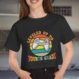 Video Game Back To School Leveled Up To Fourth Grade Vintage Women Cropped T-shirt