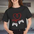 Video Gamer Valentines Day Tshirt With Controllers Heart Women Cropped T-shirt