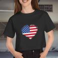 Vintage 4Th Of July Fourth Usa Patriotic Heart Women Cropped T-shirt