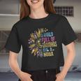 In A World Full Of Grandmas Be A Nona Sunflower Glitter Women Cropped T-shirt