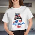 Cute All American Girl Usa Flag Women Cropped T-shirt