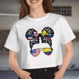 Half American Half Colombian Girl Usa Colombia Flag Patriot Women Cropped T-shirt