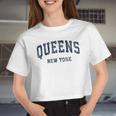 Queens New York Ny Vintage Varsity Sports Navy Women Cropped T-shirt