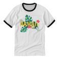 Aloha Hawaiian Sumer Vacation Tropical Flowers Hawaii Cotton Ringer T-Shirt