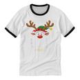 Christmas Pjs Queen Xmas Reindeer Matching Cotton Ringer T-Shirt