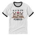 Christmas Otters Cute All Of The Otter Reindeer Cotton Ringer T-Shirt
