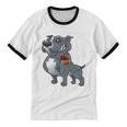 Grey Pitbull I Love Mom Cotton Ringer T-Shirt