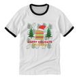 Ugly Christmas Sweater Burger Happy Holidays With Cheese V17 Cotton Ringer T-Shirt