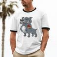 Grey Pitbull I Love Mom Cotton Ringer T-Shirt