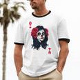 Halloween Sugar Skull With Red Floral Halloween By Mesa Cute Cotton Ringer T-Shirt