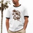 Summer Party Brown Palm Trees Flower Cassette Cotton Ringer T-Shirt