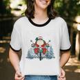 Biker Santa Claus On Motorcycle Christmas Biking Ride Cotton Ringer T-Shirt