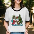 Christmas Vibes Snowman Christmas Trees Cotton Ringer T-Shirt