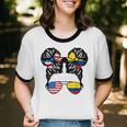 Half American Half Colombian Girl Usa Colombia Flag Patriot Cotton Ringer T-Shirt