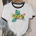 Aloha Hawaiian Sumer Vacation Tropical Flowers Hawaii Cotton Ringer T-Shirt