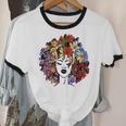 Black Queen Lady Curly Natural Afro African Black Hair Cotton Ringer T-Shirt