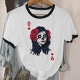 Halloween Sugar Skull With Red Floral Halloween By Mesa Cute Cotton Ringer T-Shirt