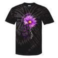 Alzheimer's Awareness Sunflower Purple Ribbon Support Womens Tie-Dye T-shirts Black Tie-Dye