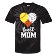 Ball Mom Heart Volleyball Basketball Softball Mom Tie-Dye T-shirts Black Tie-Dye
