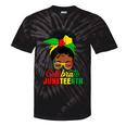 Celebrate Junenth Black Messy Bun 1865 Emancipation Tie-Dye T-shirts Black Tie-Dye